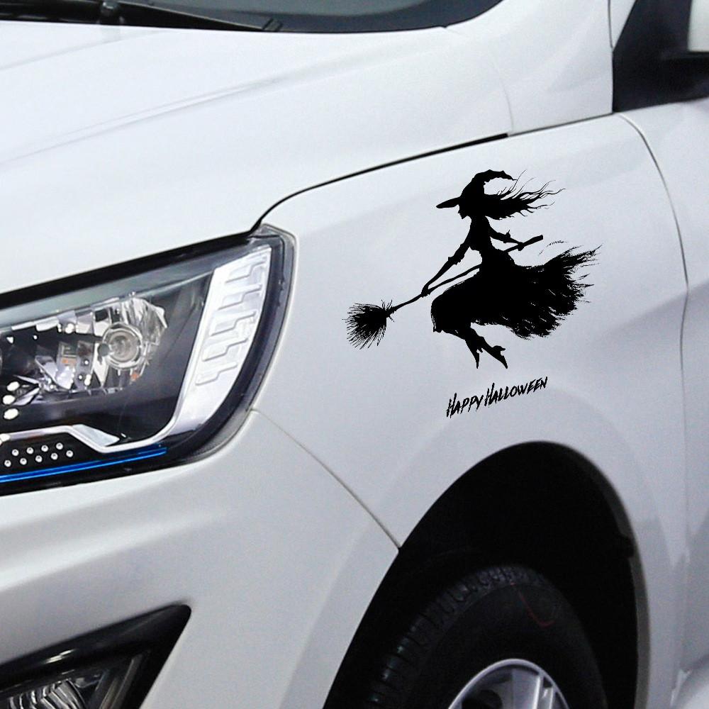 Modern Minimalist Pvc Halloween Witch Car Sticker Wall Decor For Living Room