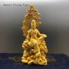 7.3X4.8X16.5CM Chinese Style Creative Cliff Cypress,boxwood,finely Carved Guanyin Ornaments,home Offerings, Statues, Handicrafts