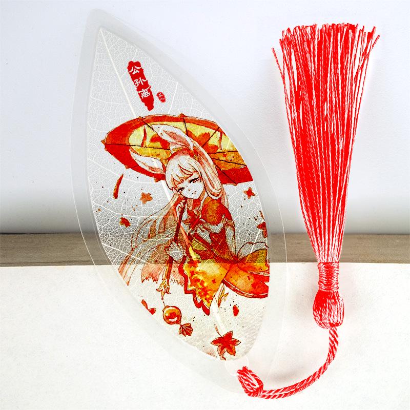 Chinese Style Four Beauties Leaf Vein Bookmark - Artistic Craft Gift