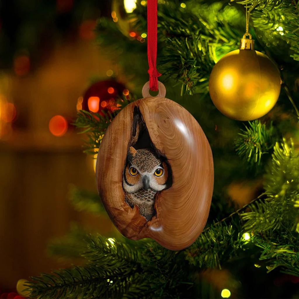 Festival Owl Styles Christmas Tree Hanging Ornament Craft of Sturdy 2D Acrylic Accessory for Home Decoration Use