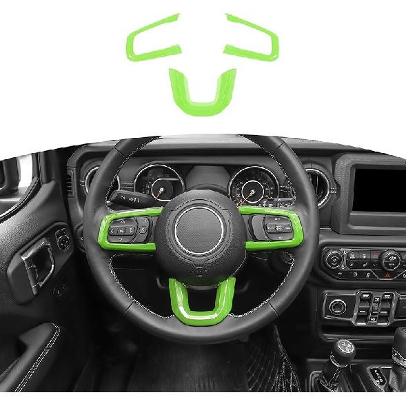 RT-TCZ For Wrangler JL Steering Wheel Trim Decal Panel Green For Jeep Wrangler JL JLU Gladiator JT 2018-Present Green Interior Accessories 3Pcs