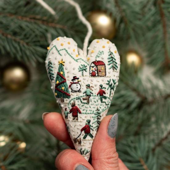Набор для вышивания рождественского украшения, подвеска ручной работы в форме сердца, DIY украшение для подвешивания на елку, праздничная атмосфера вечеринки