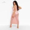 2022 Sexy See Through Sleeveless Bikini Cover-ups Pink Hollow Out Mesh Dress Women Summer Beach Wear Swim Suit Cover Up