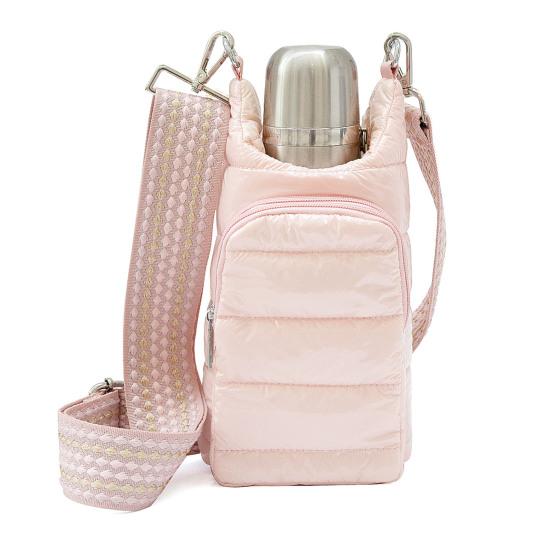 Сумка для бутылки с водой из хлопка с регулируемым ремешком, двумя карманами на молнии, водонепроницаемая, для улицы