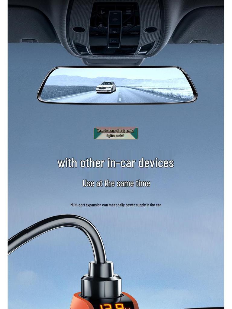 Автомобильное зарядное устройство Oshur с быстрой зарядкой, расширением USB и тройным адаптером прикуривателя