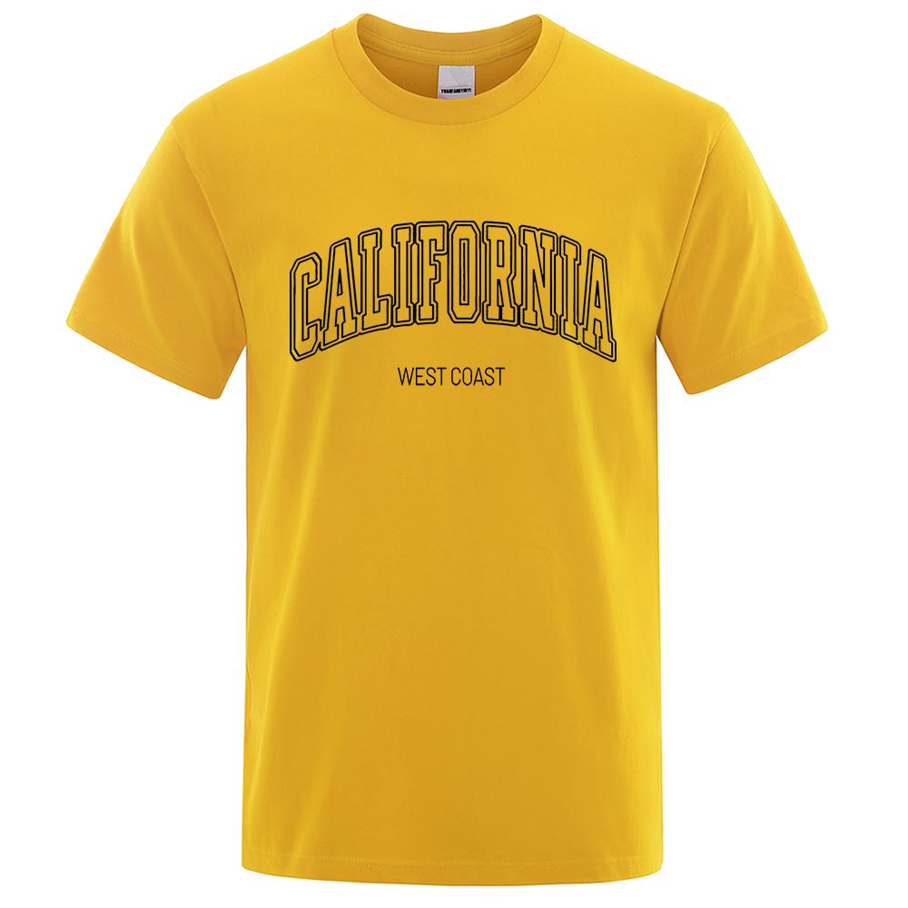 Калифорния Западное побережье Street Letter Tops Мужская хип-хоп футболка с круглым вырезом Футболка Летняя дышащая футболка Street