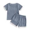 Toddler Girl Summer Waffled Clothes 3D Flower Short Sleeve Round Neck Tops Elastic Waist Shorts Outfit