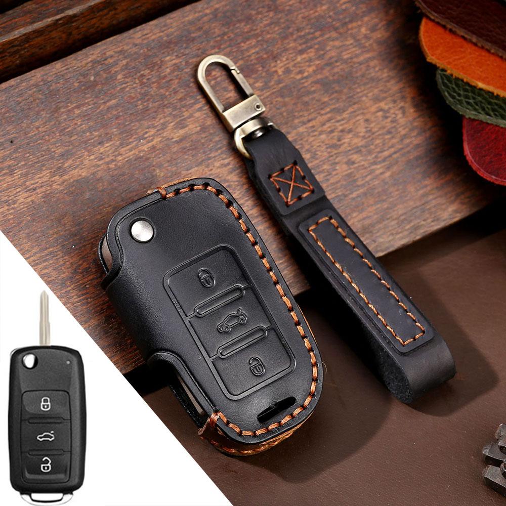 Роскошный кожаный чехол для автомобильных ключей HALLMO ручной работы для складных ключей Volkswagen