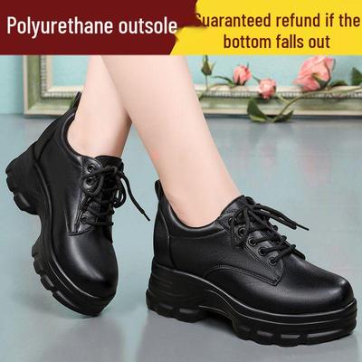 Женские кожаные туфли-лодочки в британском стиле, увеличивающие рост - Весенне-осенняя повседневная обувь на мягкой подошве