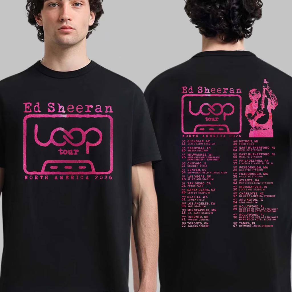 Summer Hot Sale Singer Ed Sheeran Loop 2026 Tour Graphics Cotton T-shirt Y2K Unisex Streetwear Oversized T-shirt Harajuku Hip Hop Punk T-shirt