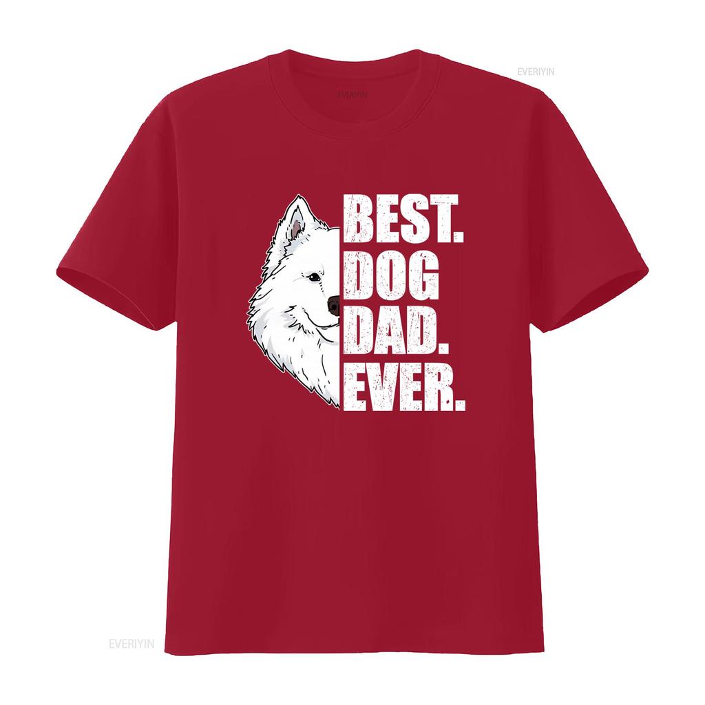 Best Dog Dad Ever Samoyed Lover Pet T Shirt for vintage Washed Stylish graphic streetwear Versatile Top For Everyday Wear