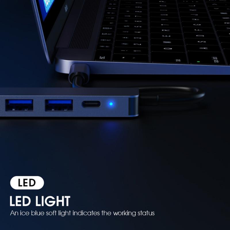 Dj1013 7 в 1 Usb C Hub для 4k HDMI-совместимого адаптера типа C с Pd Tf Sd, совместимого для
