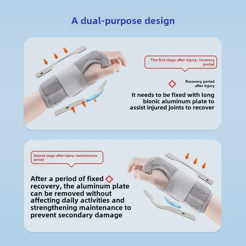 Dual Aluminum Plate Wrist Brace and Support Strap