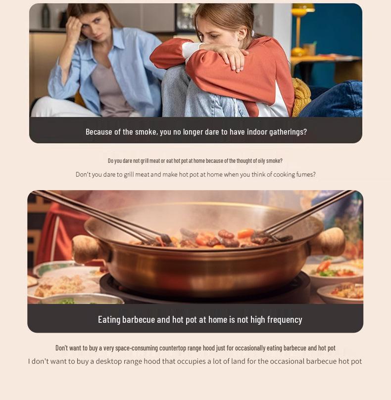 Compact Foldable Range Hood: Portable Mini Hot Pot BBQ Gadget with Removable and Washable Fan Blades.
