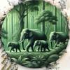 Vintage Forest Elephant Round Metal Wall Art 20x20 cm Bar Decor