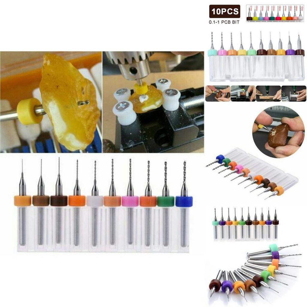 Premium 10pcs Set Of Pcb Carbide Micro Twist Drill Bits Ideal For Precision Work