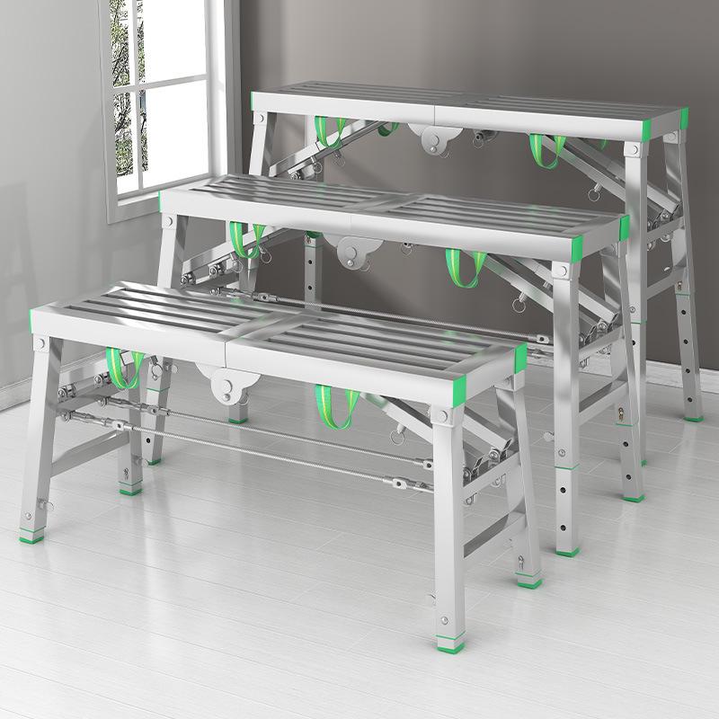 Folding Heightened Trestle Ladder and Putty Scraper for Construction