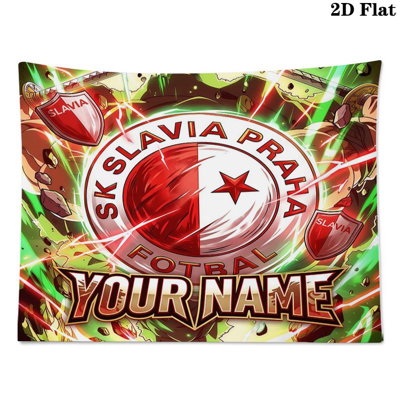 Custom Name SK Slavia Praha Printed Tapestry – Wall Hanging for Bedrooms, Dorms, and Home Decor
