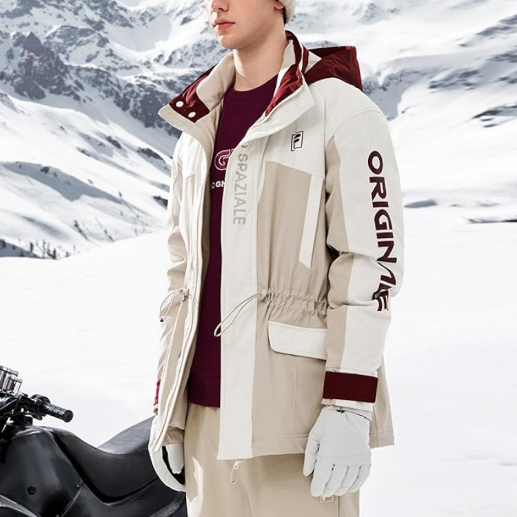 Fila Outdoor Quilted Lightweight Mid-Length Fashion Hooded Warm Down Jacket Men Jacket Light-Nude F11M249920F-LK