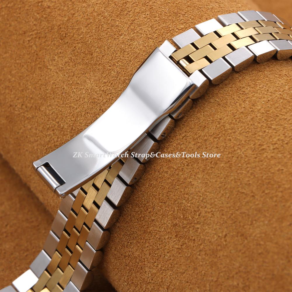 Stainless Steel Watch Strap for Rolex 20mm for Water Ghost Wrist Band Curved End Silver Gold Bracelet Men Women Sport Watch Band