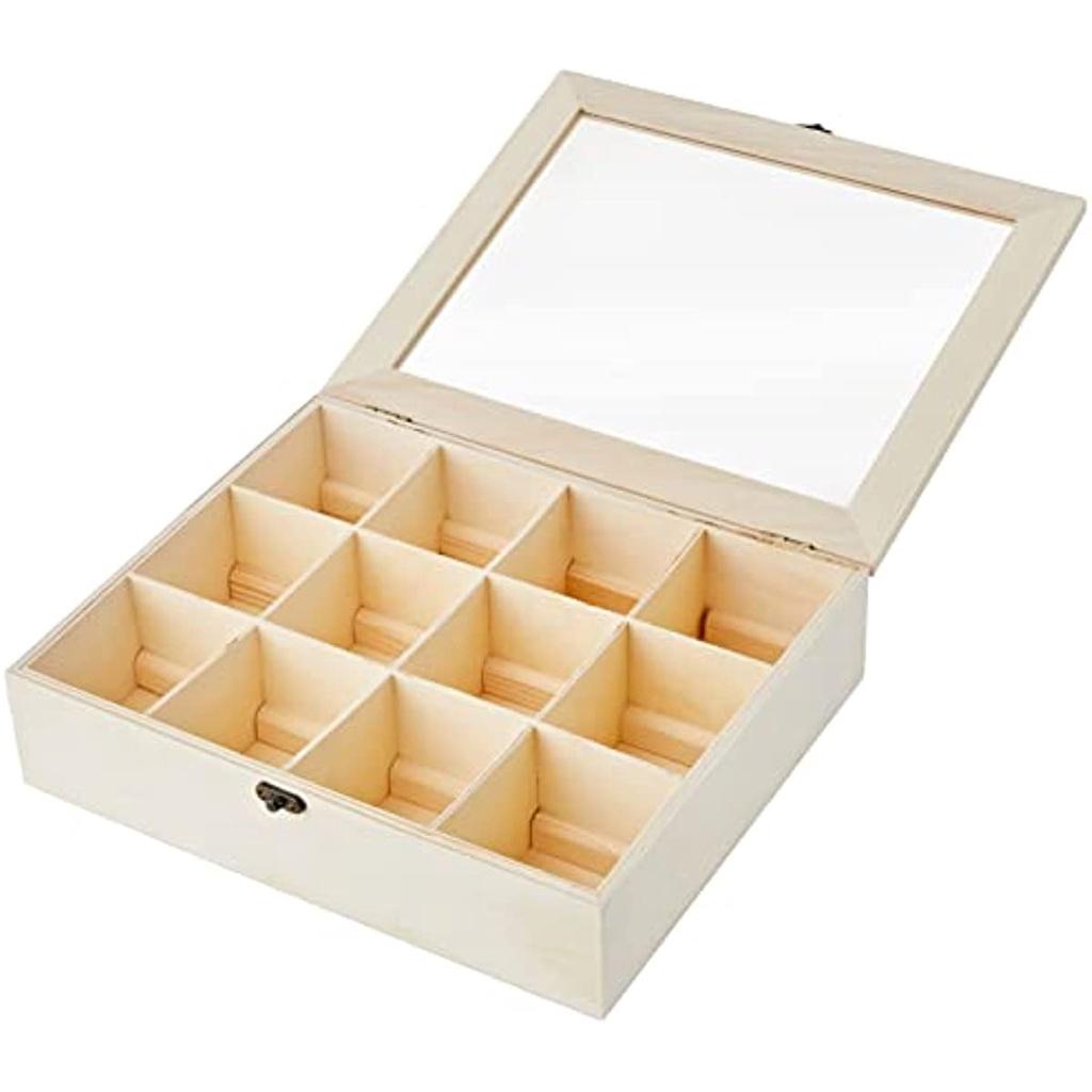 Коробка для чайных пакетиков из натурального дерева, 12 отделений 28,5 х 23,5 х 7 см