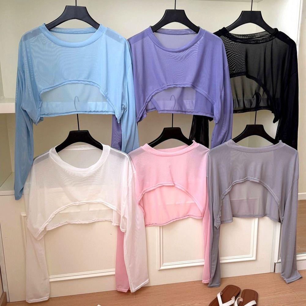 Casual Sun Protection Cover Up Mesh Chiffon Layering Top Stretchy Arm Sleeve Cover Sports
