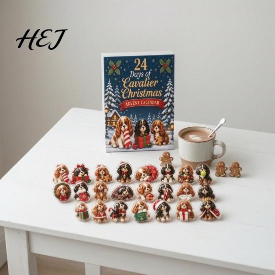 Holiday Decorative Ornaments 2026 Christmas Dog Advent Calendar, 24 2D Acrylic Puppy Countdown Box Cartoon Festive Pendants for Tree, Party Home Decor