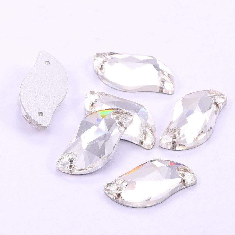 Crystal Glass Hand-Sewn Drill, Flat Bottom S-Shaped Double-Hole Drill Jewelry Diy Beauty Clothing Accessories