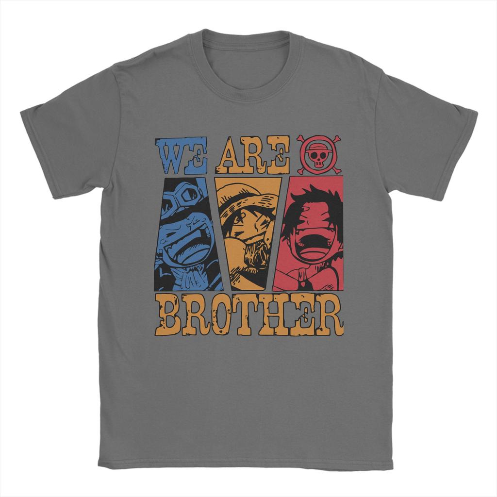 Novelty We are brothers Sabo Luffy and Ace TShirts for Men O Neck 100 Cotton T Shirt Ones Pieces Tees Printed Clothing