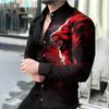 Fashion Men's Shirts Printed Lion Shirt Long Sleeve Lapel Men's Shirt