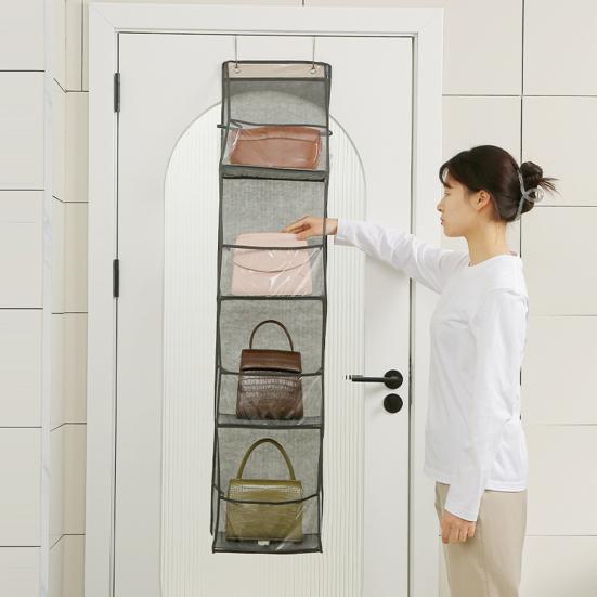 Storage Hanging Bag Organizer Strong Load-Bearing Large Capacity Simple Installation Multipurpose Storage Holder with Metal Hooks
