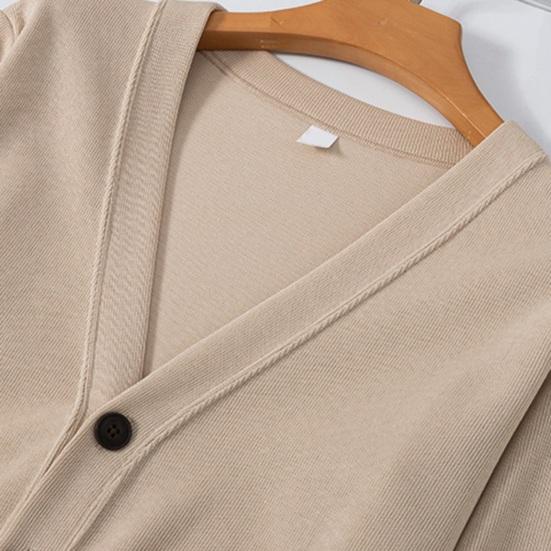 Осень-зима мужской кардиган с V-образным вырезом, трикотажный однотонный эластичный однотонный свободный однобортный свитер в деловом стиле на пуговицах