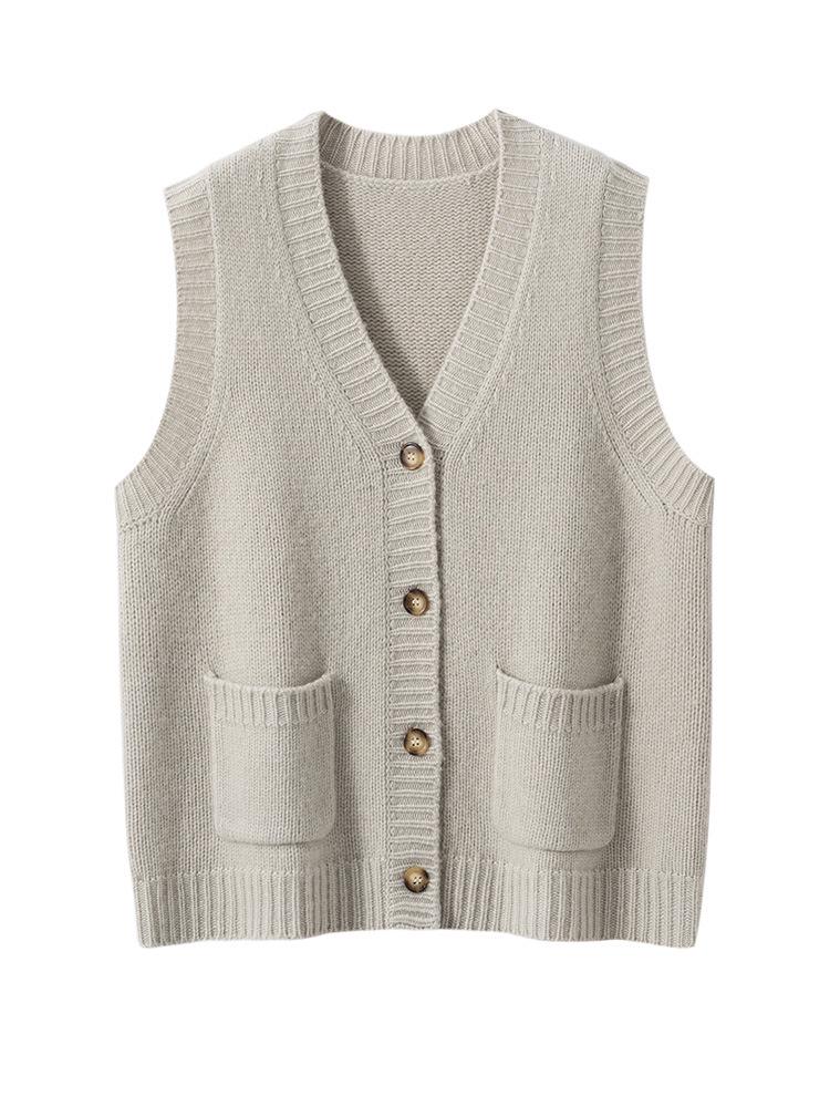 Women's Cashmere Vest: Autumn & Winter Style, Sleeveless, Fashionable Layering Cardigan, 7-Gauge Thick