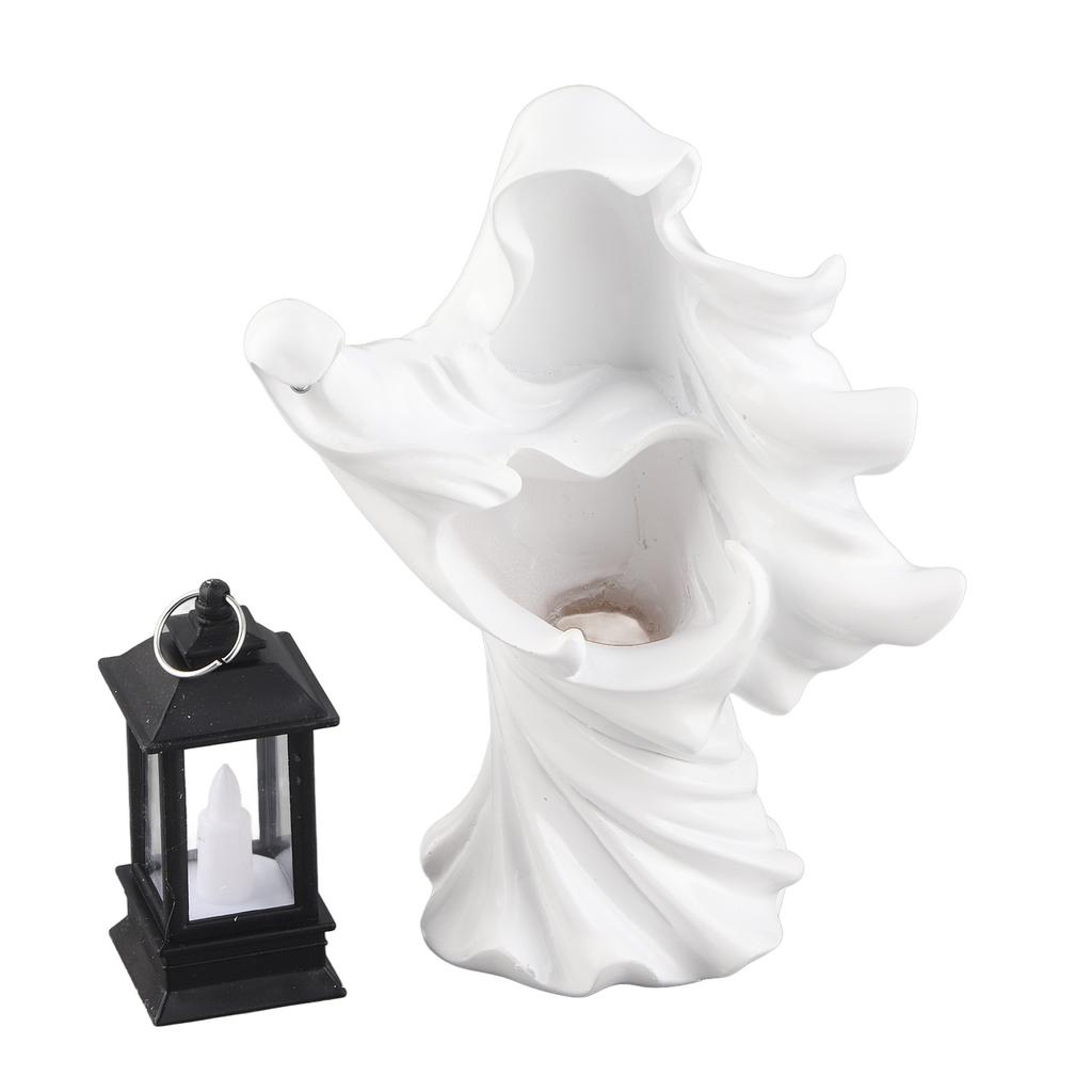 Призрак из смолы с фонарем Статуя посланника ада из смолы Скульптура для Хэллоуина Декорация сада и двора