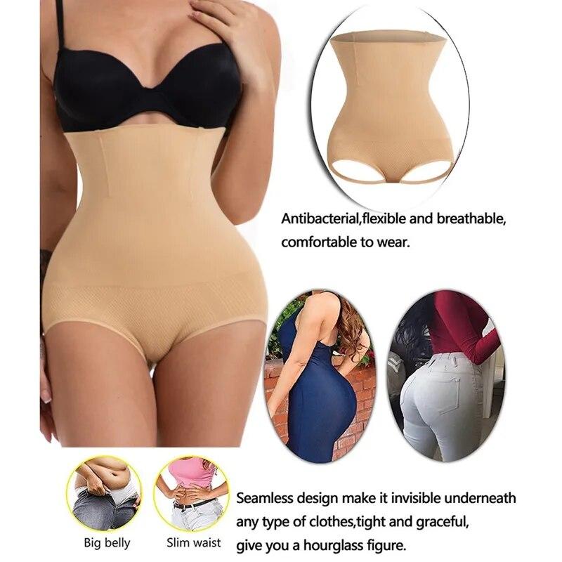 Корректирующее белье с высокой талией для похудения для женщин, нижнее белье с эффектом пуш-ап, подтягивающее талию, трусики с контролем живота, корректирующее белье
