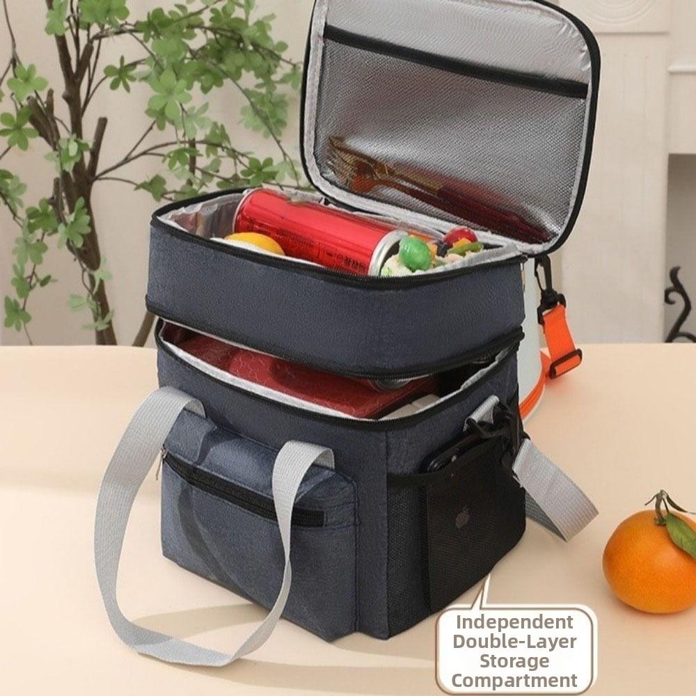 Large Capacity Insulated Lunch Bag with Shoulder Strap Thermal Lunch Pouch Travel Picnic
