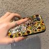 Cartoon Sunflower Tiger Case for Xiaomi Redmi Note 12s 11s 10S 9 10 11 12 Pro 7 8 9S 13 14 Pro Plus Black Soft Phone Cover