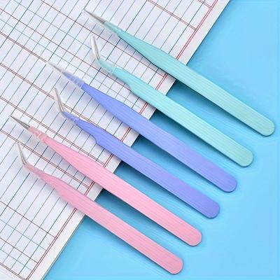 2 шт. Прецизионные пинцеты из нержавеющей стали, Цветные пинцеты для скрапбукинга, Прямые и изогнутые пинцеты, Цвет: Черный/Зеленый/Фиолетовый