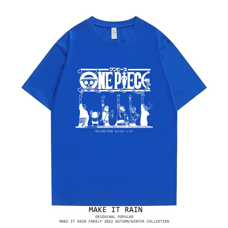 ONE PIECE Trendy Brand Retro Clothes Short-sleeved Peripheral T-shirt Men's and Women's Pure Cotton Printing Loose Summer