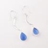 Dark Blue Cat's Eye Gemstone 925 Sterling Silver Jewelry Handmade Earrings 2.60" EE-43-42