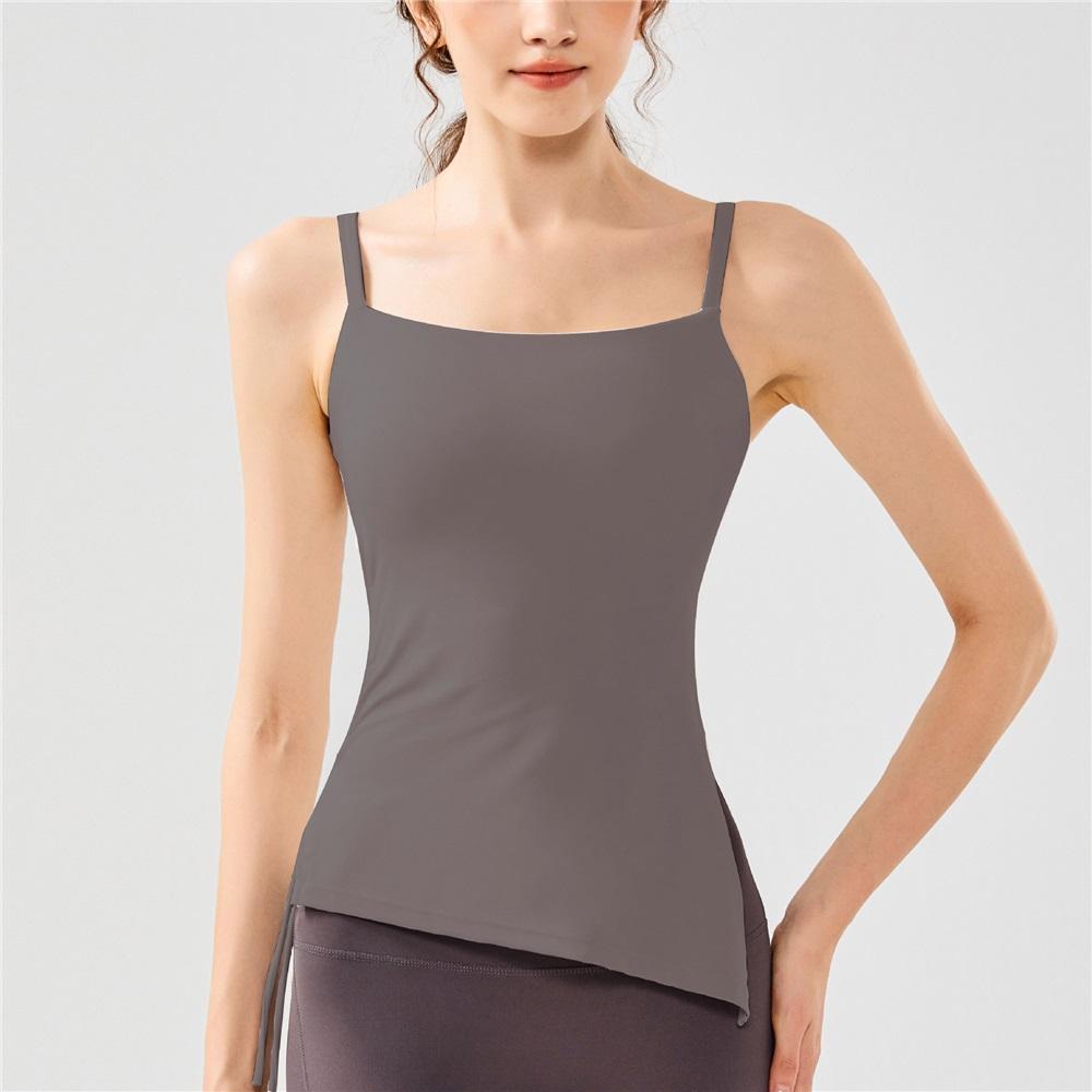 Обнаженная одежда для йоги на кулиске с плиссировкой для женщин, топы для фитнеса, стройнящие и придающие фигуре, женские топы с фиксированными нагрудными вкладышами, майки, спортивные жилеты, лето