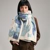 Cartoon Cat Contrasting Colors Double-Sided Imitation Cashmere Scarf Winter High-End Warm Shawl Women