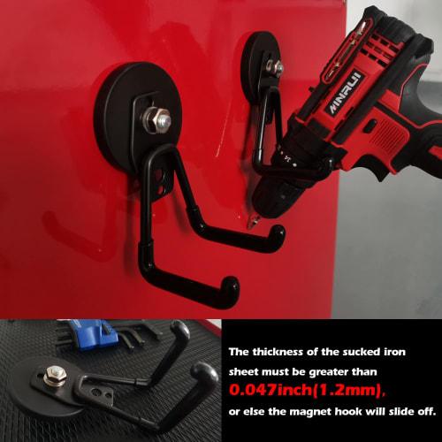 ULIBERMAGNET Large Magnetic Hooks, Strong Heavy-Duty Magnetic Hooks for Power Drills, Brooms, Garden Tools, Pegboards, Garage, Workshop, and Hardware,