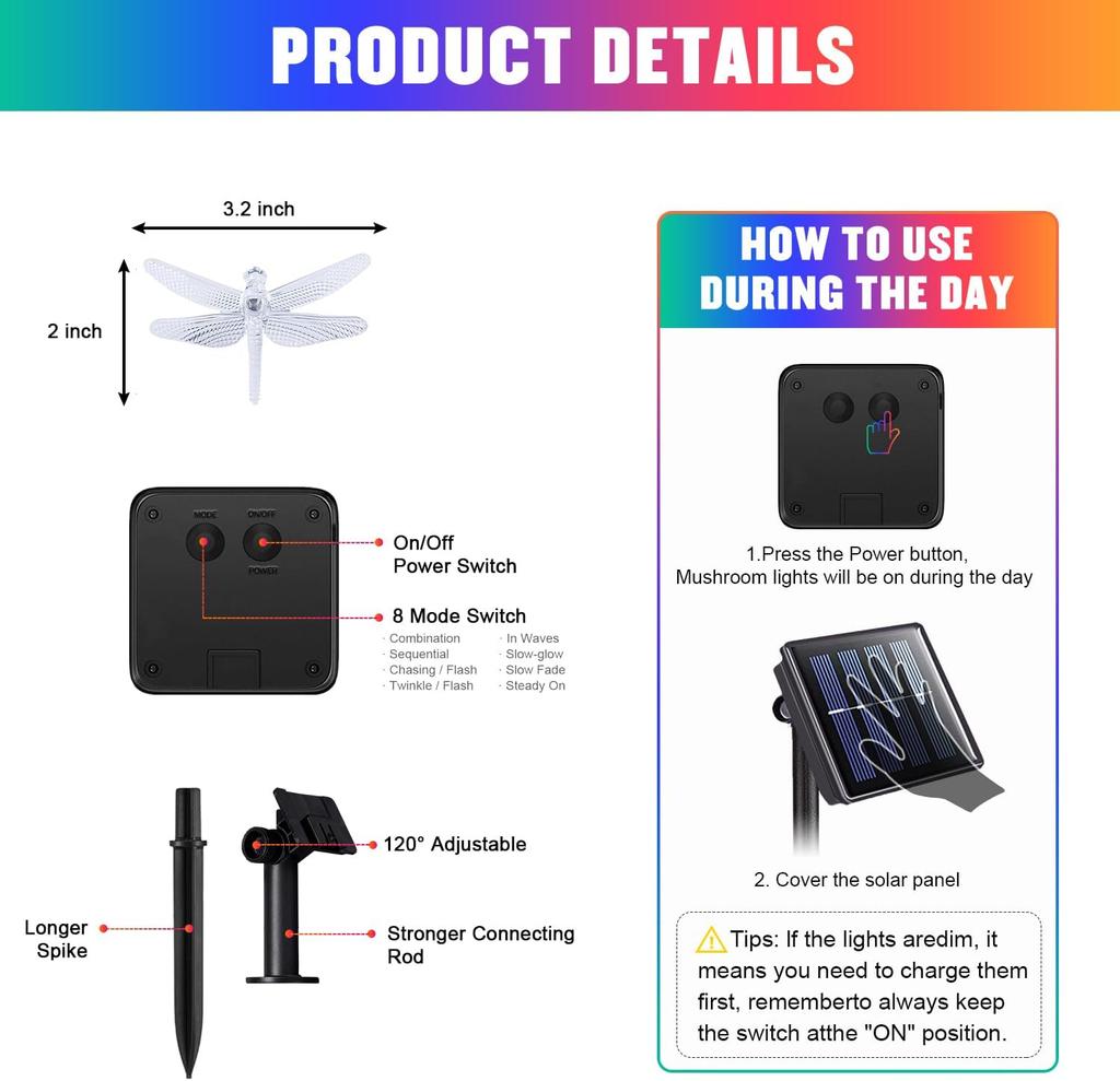 Solar LED Dragonfly String Lights Fairy Lawn Light Outdoor Waterproof Lamp For Home Garden Yard Wedding Decoration Lighting