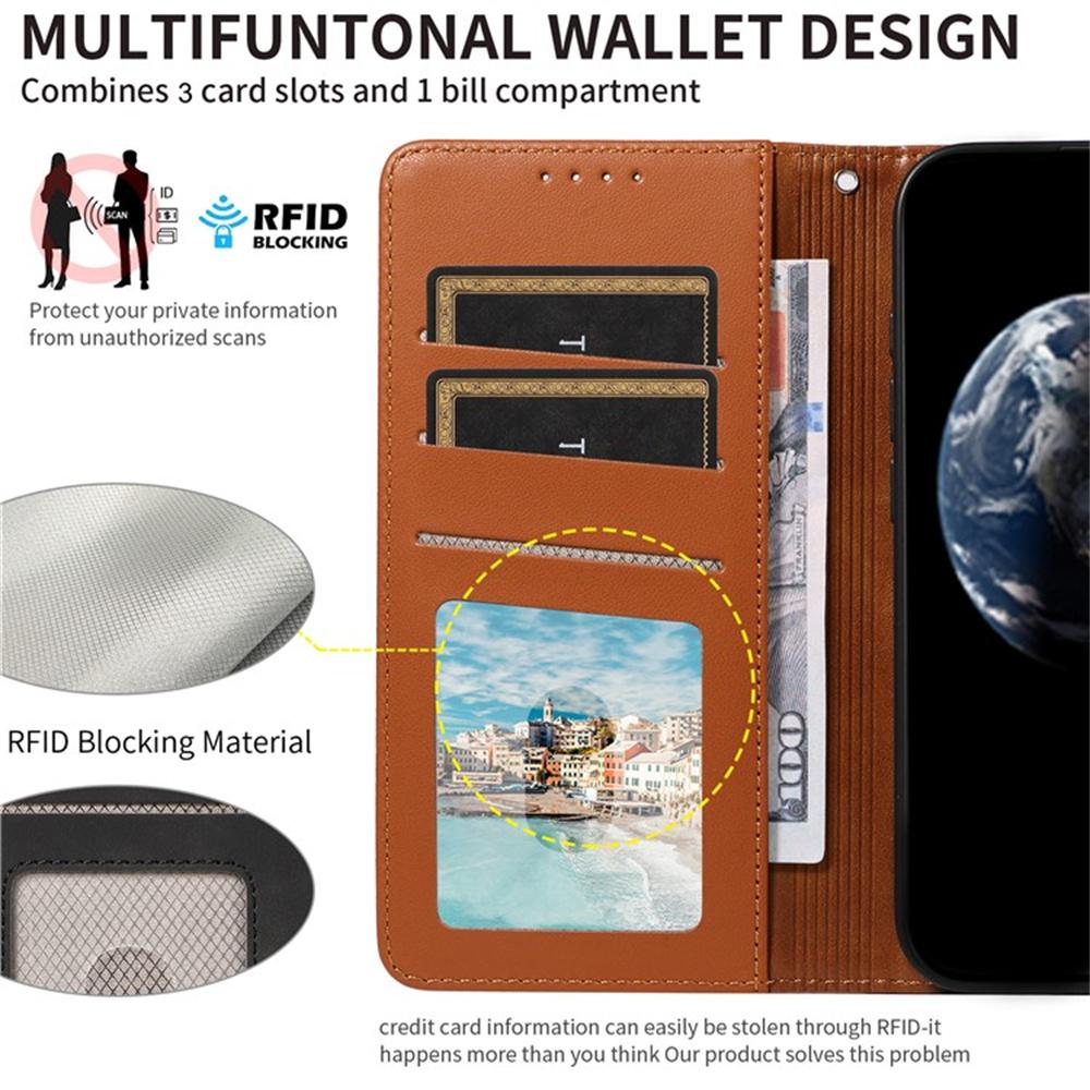 For Google Pixel 9a Case RFID Blocking Leather Wallet Flip Phone Cover with Wrist Strap