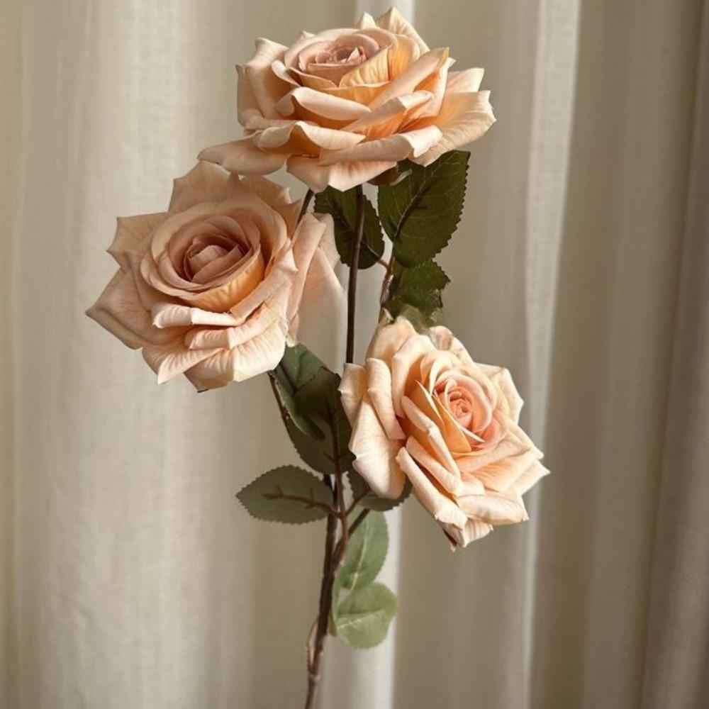 6 шт. искусственных цветов розы цвета мокко, реалистичный стебель, искусственная шелковая роза, 67 см, букет для самостоятельного оформления свадьбы, домашнего декора, центрального украшения отеля, Дня святого Валентина, Дня матери
