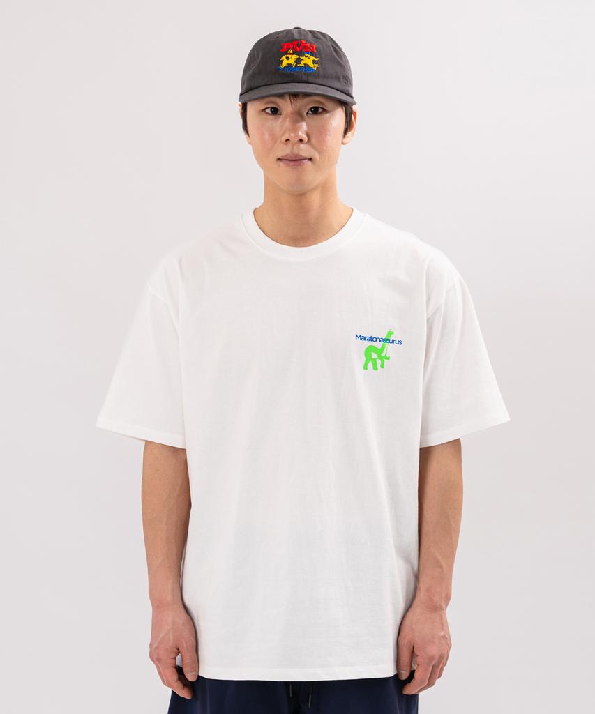 BIGWAVE COLLECTIVE Dinosaur Running Club Short Sleeve T-Shirt (Off-White)