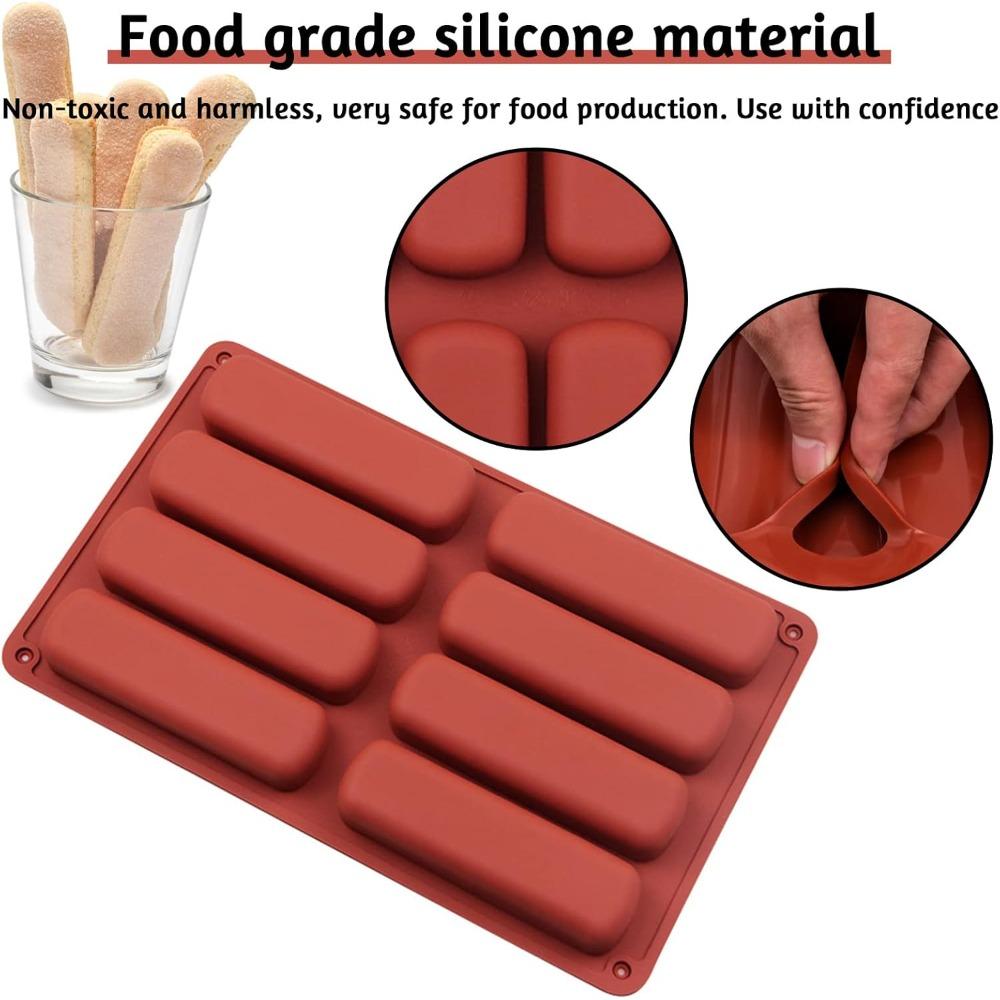 Finger Biscuit Silicone Mould 8 Cavities Cereal Bars Baking Mould Nonstick Chocolate Bar Mold for Eclair Bread Muffin Mould