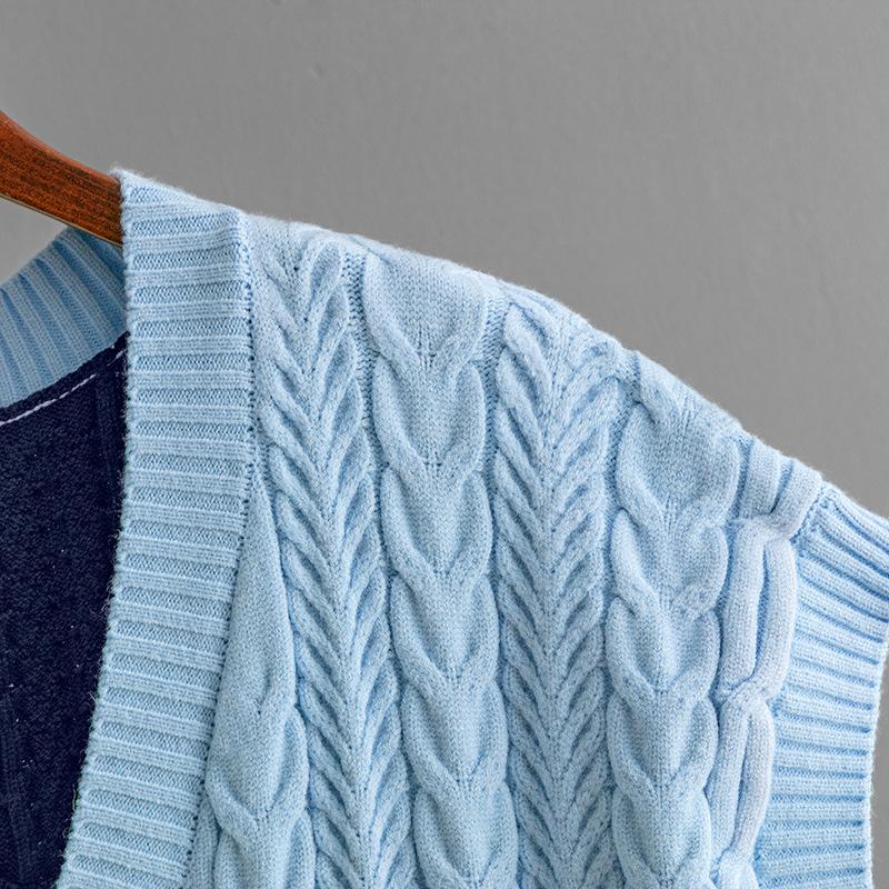 Женский осенне-зимний повседневный свитер без рукавов с V-образным вырезом и бриллиантами