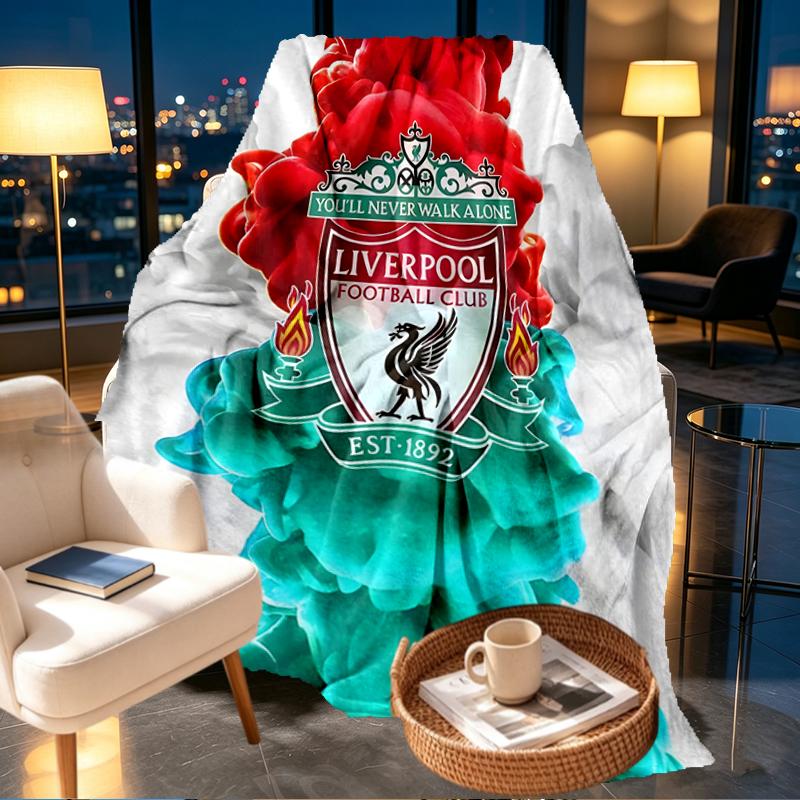 Плед Liverpool F.C. - Мягкий и Удобный, для Спальни, Путешествий, Дивана, Домашнего Декора - Подарок на День Рождения, Рождество для Друга